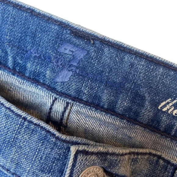 7 for all Mankind The Skinny Distressed Blue Jeans  27 - Picture 11 of 12